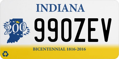 IN license plate 990ZEV