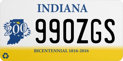 IN license plate 990ZGS