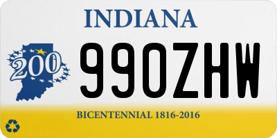 IN license plate 990ZHW