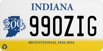 IN license plate 990ZIG