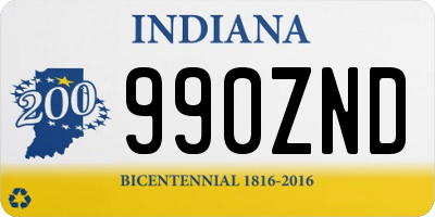 IN license plate 990ZND