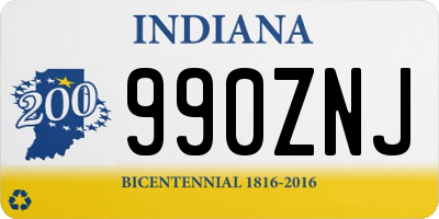 IN license plate 990ZNJ