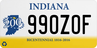 IN license plate 990ZOF