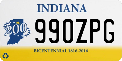 IN license plate 990ZPG