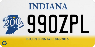 IN license plate 990ZPL