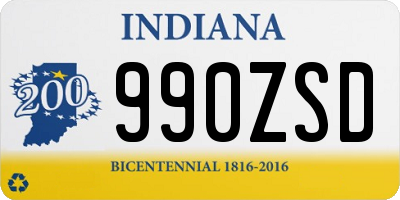 IN license plate 990ZSD