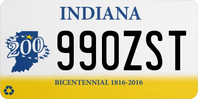 IN license plate 990ZST