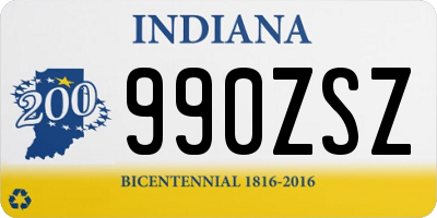 IN license plate 990ZSZ