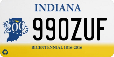 IN license plate 990ZUF