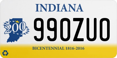 IN license plate 990ZUO