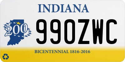 IN license plate 990ZWC