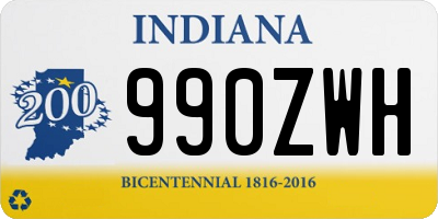 IN license plate 990ZWH