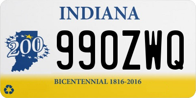 IN license plate 990ZWQ