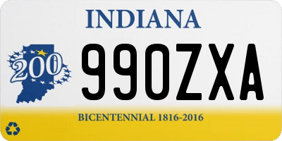 IN license plate 990ZXA