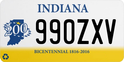 IN license plate 990ZXV