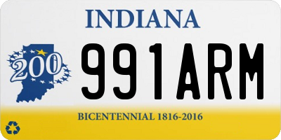 IN license plate 991ARM