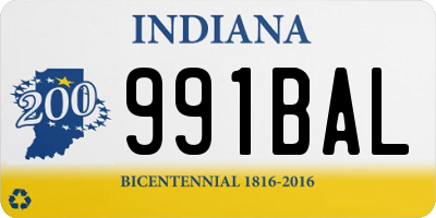 IN license plate 991BAL