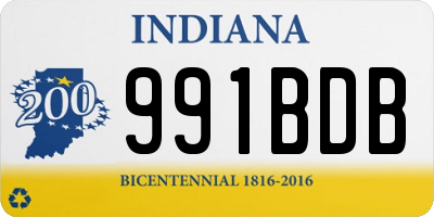 IN license plate 991BDB