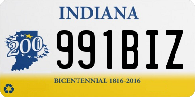 IN license plate 991BIZ