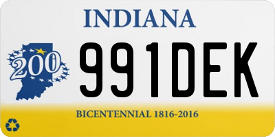 IN license plate 991DEK