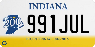 IN license plate 991JUL