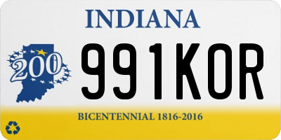 IN license plate 991KOR