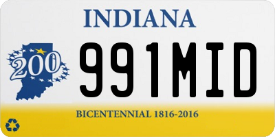 IN license plate 991MID