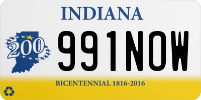 IN license plate 991NOW