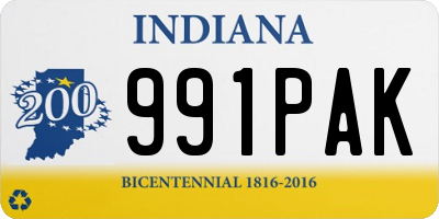 IN license plate 991PAK