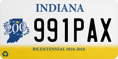 IN license plate 991PAX