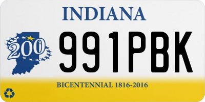 IN license plate 991PBK