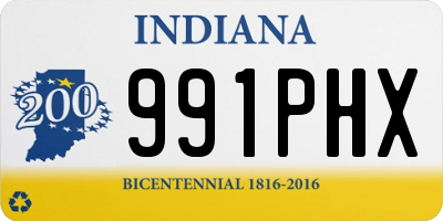IN license plate 991PHX