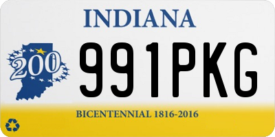 IN license plate 991PKG