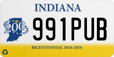 IN license plate 991PUB