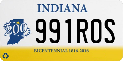 IN license plate 991ROS