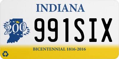 IN license plate 991SIX