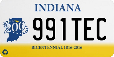 IN license plate 991TEC