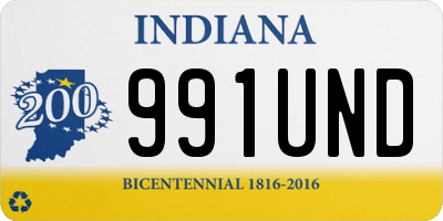 IN license plate 991UND