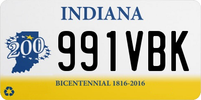 IN license plate 991VBK