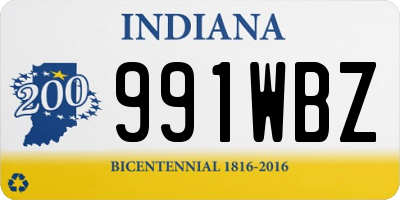 IN license plate 991WBZ