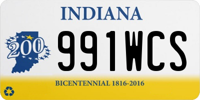 IN license plate 991WCS