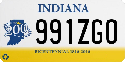 IN license plate 991ZGO