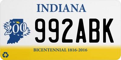 IN license plate 992ABK