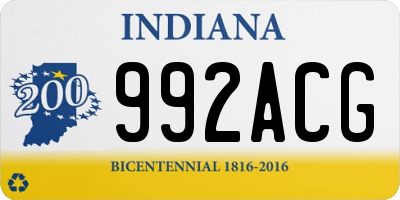 IN license plate 992ACG