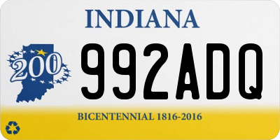 IN license plate 992ADQ