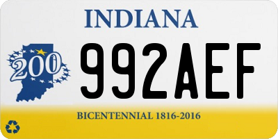 IN license plate 992AEF