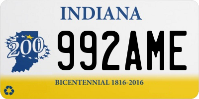 IN license plate 992AME