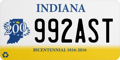 IN license plate 992AST