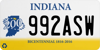 IN license plate 992ASW