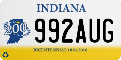 IN license plate 992AUG